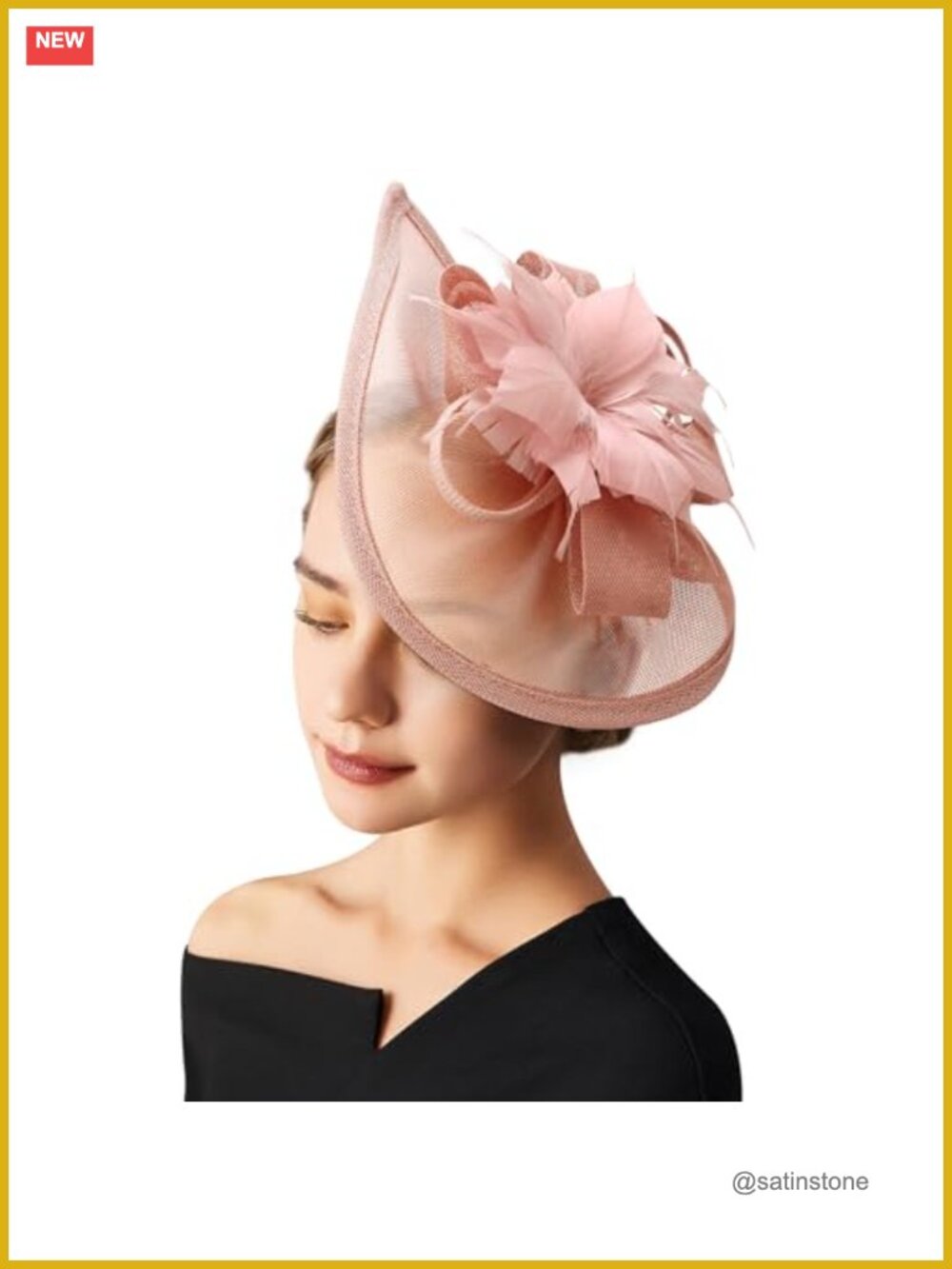 Women Fascinator Hat with Headband Clip Floral Feather Tea Party Headwear